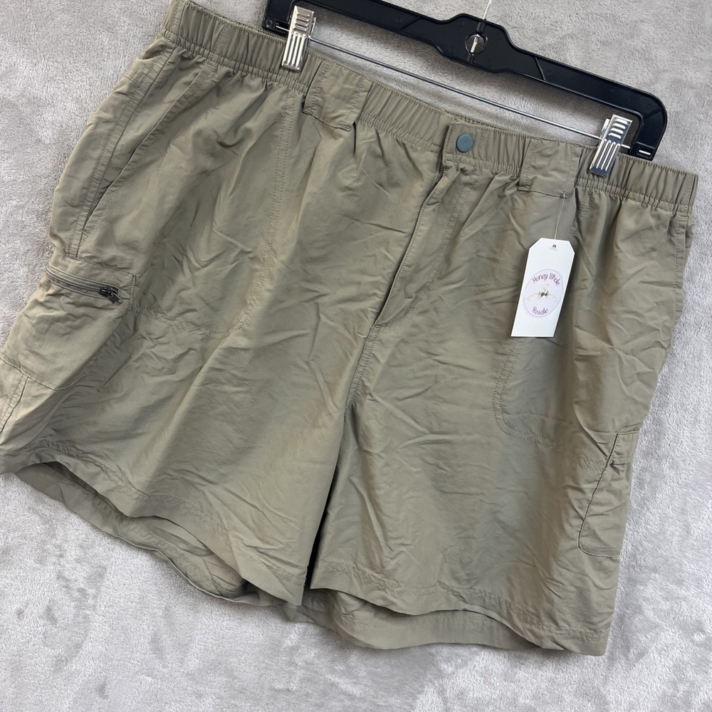 Columbia Shorts Women's 2X Beige Khaki‎ Nylon Elastic Waist Outdoor Hiking 6" In